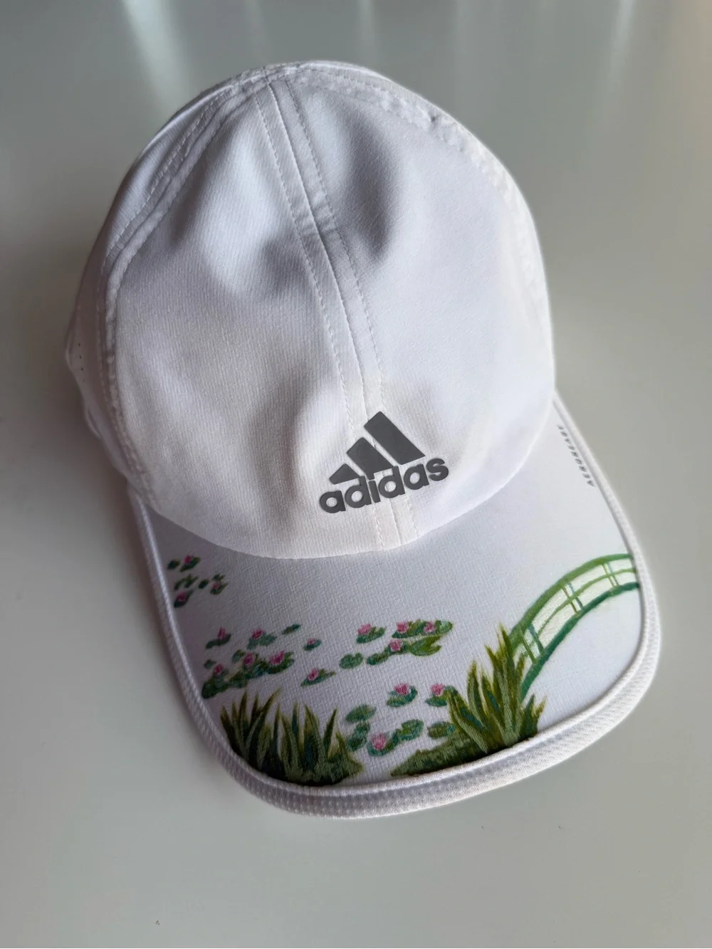 Adidas Aeroready White Floral Hand Painted Running Hat Cap